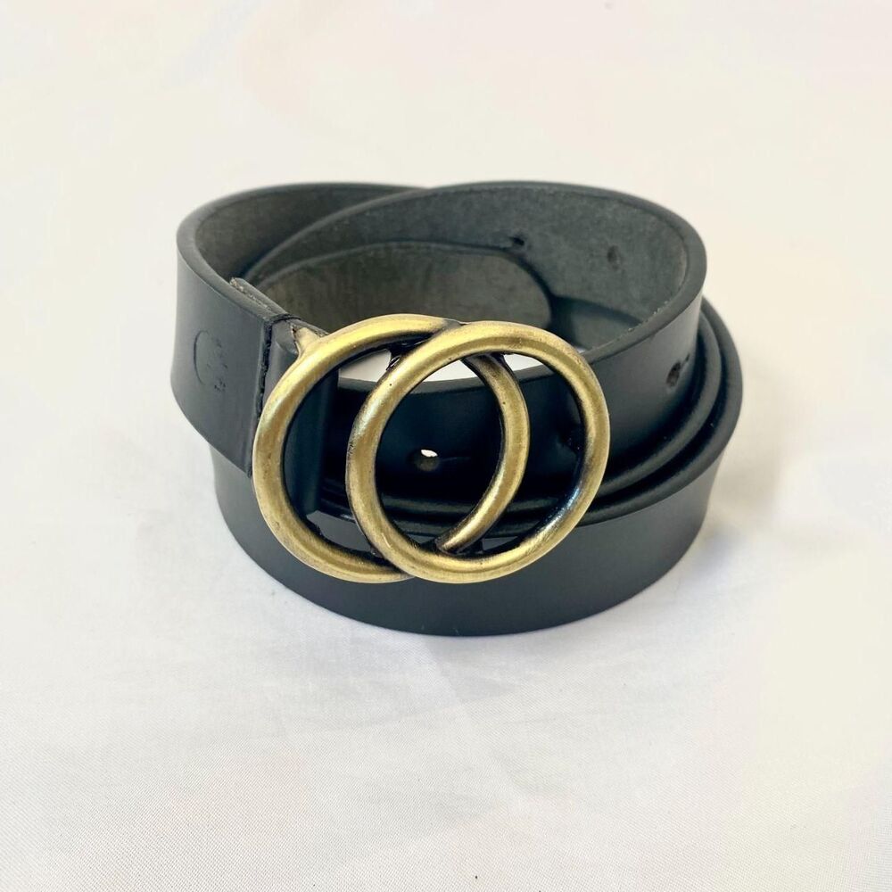 Gloria Vanderbilt Elegant Preppy Double Ring Leather Belt